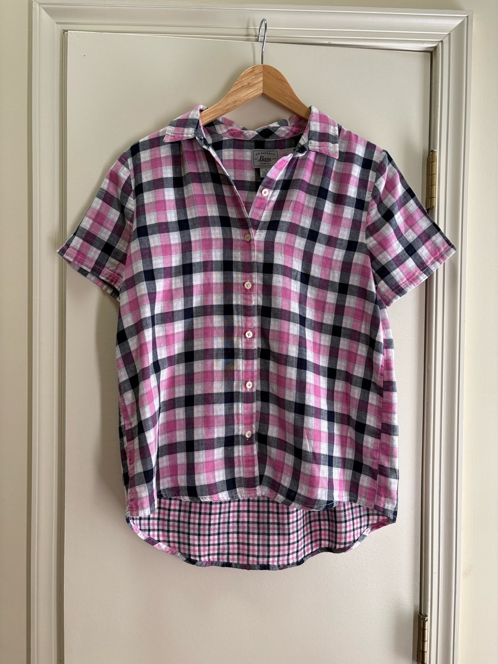 Bass Pink & Black Plaid Button-Up Shirt